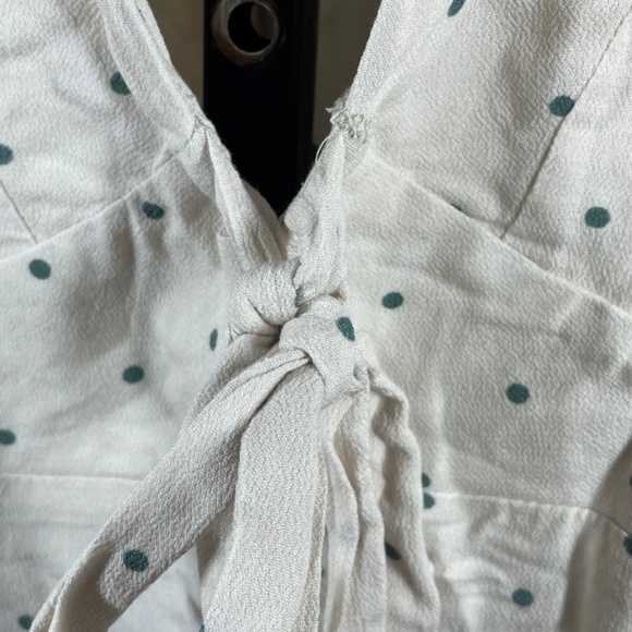 NEW Free People Dress Womens 2 off white green dot boho indie casual - Picture 9 of 11